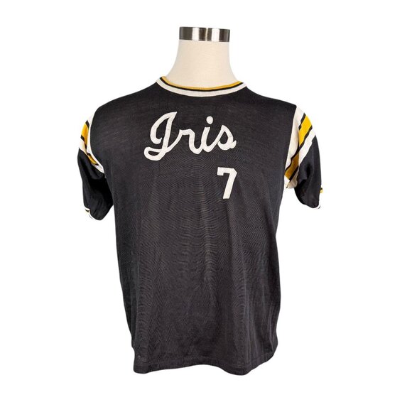 Vintage 70s Mason "Iris 7" Black Basketball Jersey Large